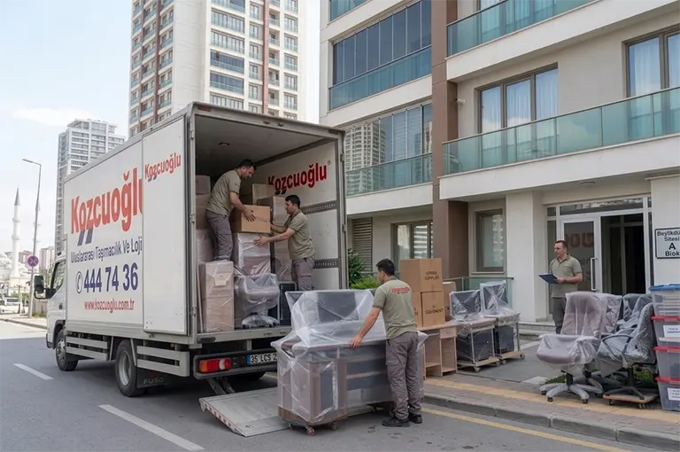 Beylikdüzü ofis taşıma hizmetinde ofis eşyaları uzman ekip tarafından güvenli şekilde paketleniyor